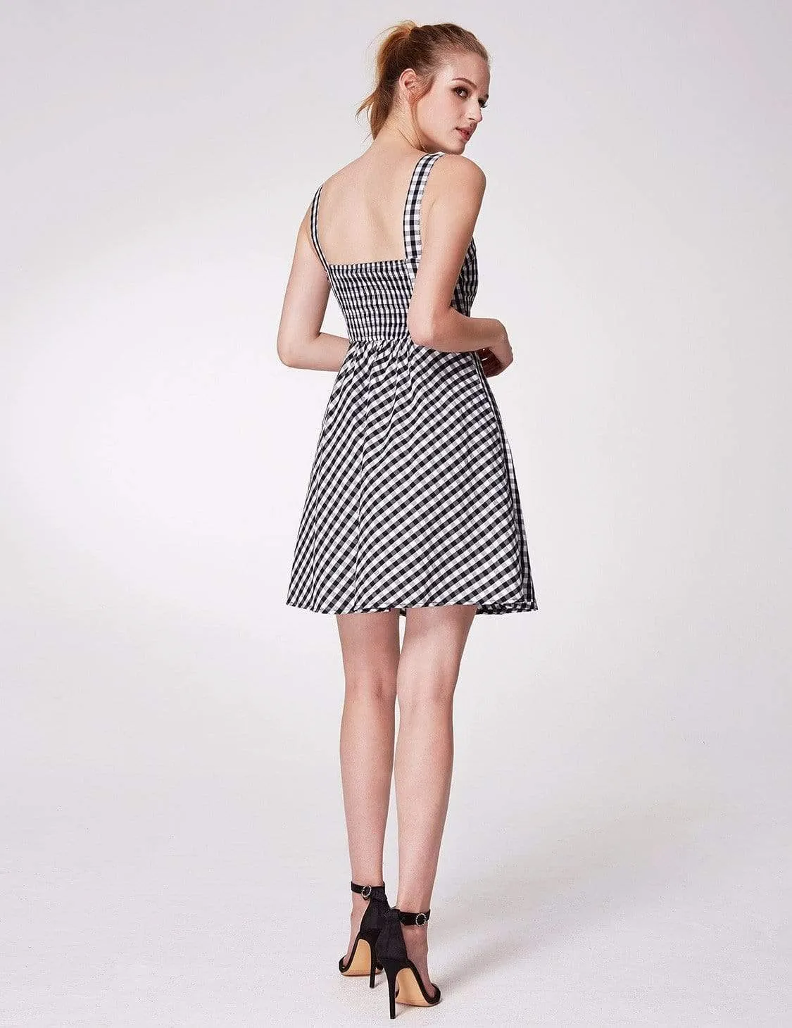 Alisa Pan Short Fit and Flare Gingham Dress