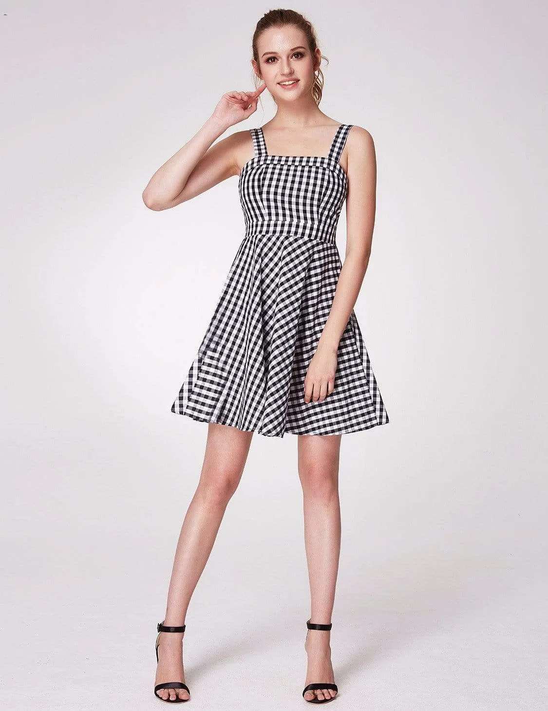 Alisa Pan Short Fit and Flare Gingham Dress