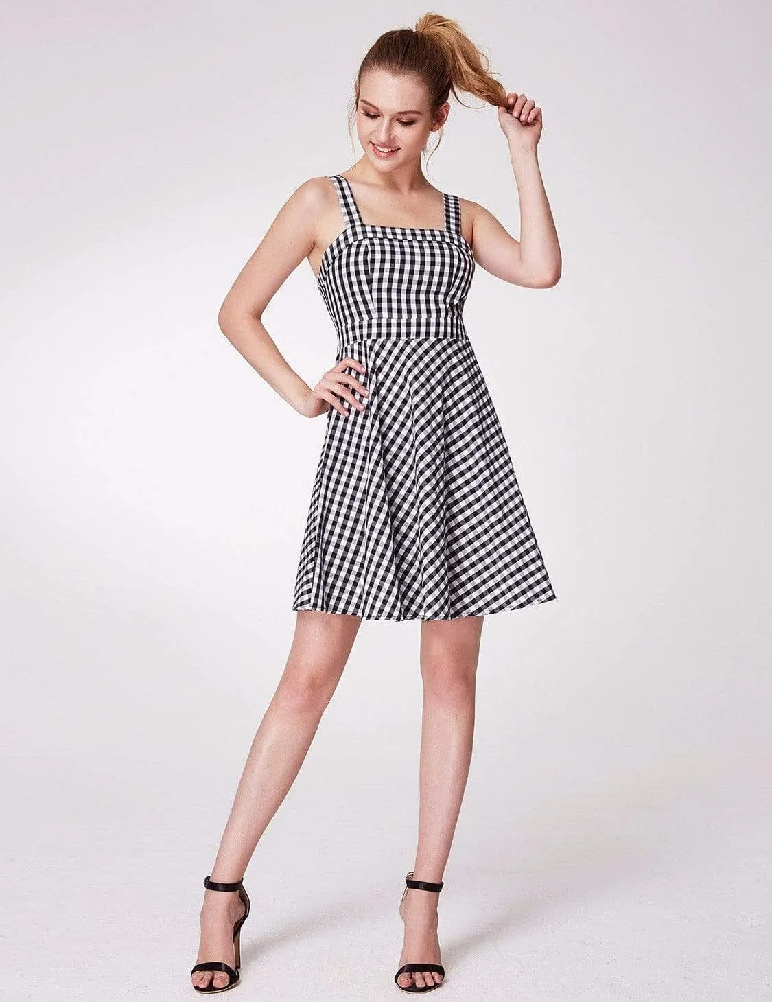 Alisa Pan Short Fit and Flare Gingham Dress