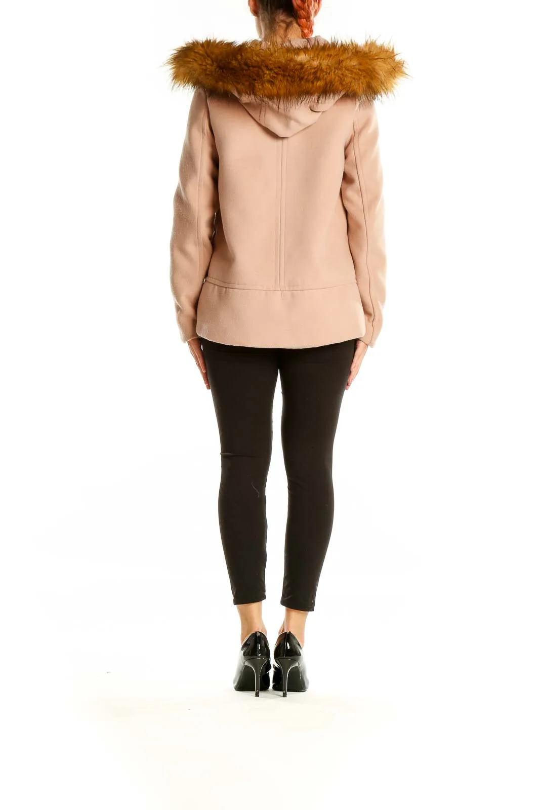 Beige Faux Fur Hooded Coat