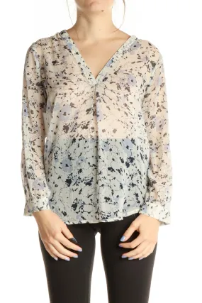 Beige Polka Dot Retro Blouse