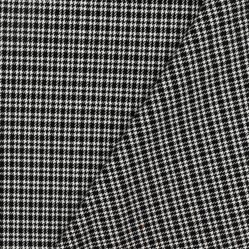 Black-Off White Famous Designer Houndstooth Stretch Cotton Twill Fabric