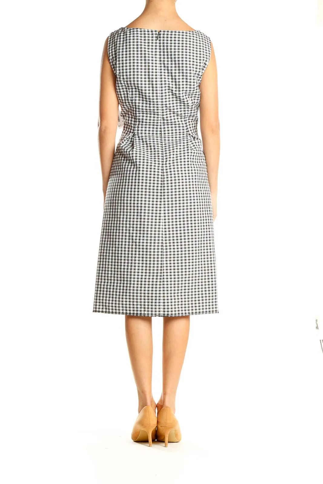 Black White Gingham Work Fit & Flare Dress