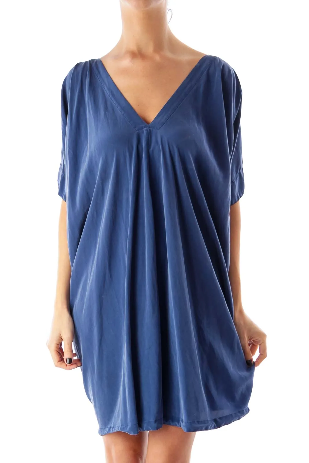 Blue Silk Loose Fit Dress