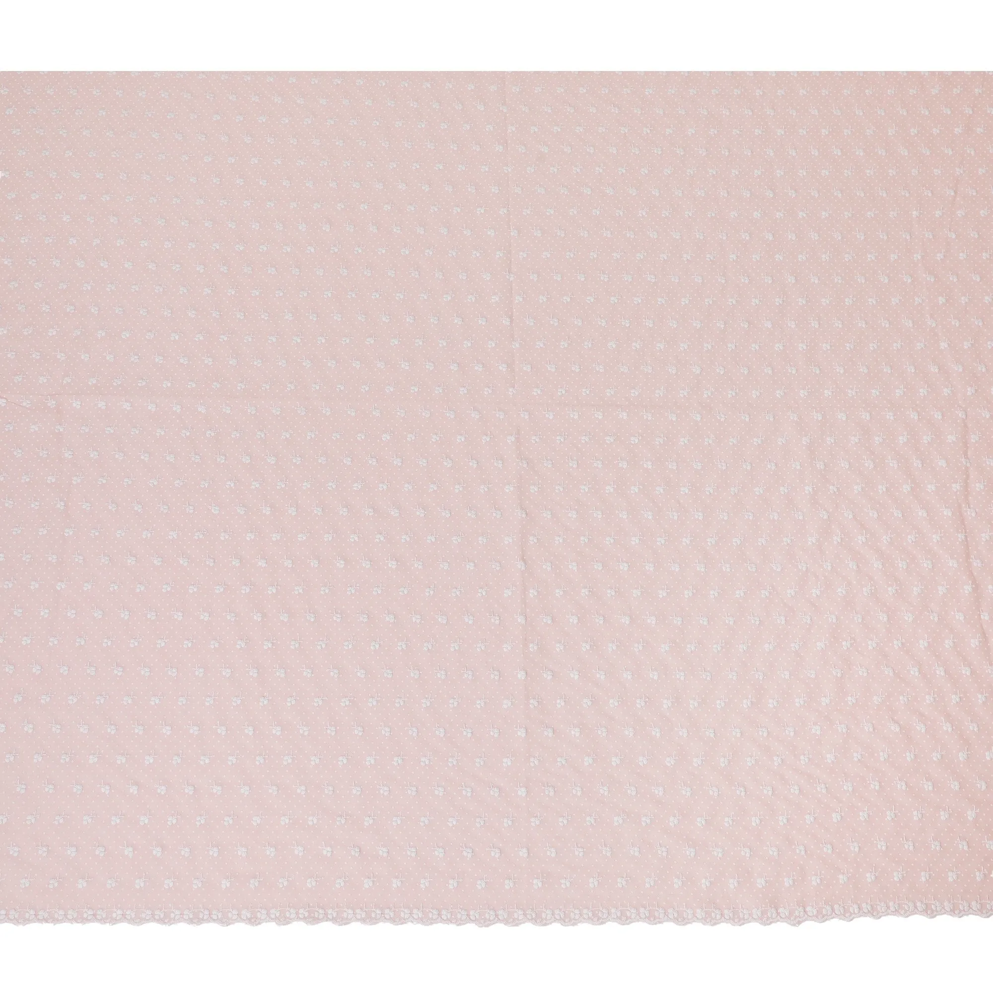 Blush Pink Polka Dot and Floral Embroidered Cotton Lawn Fabric, 110 cm Width-D19677