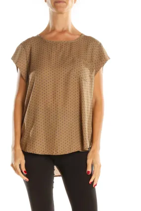 Brown Polka Dot Casual Blouse