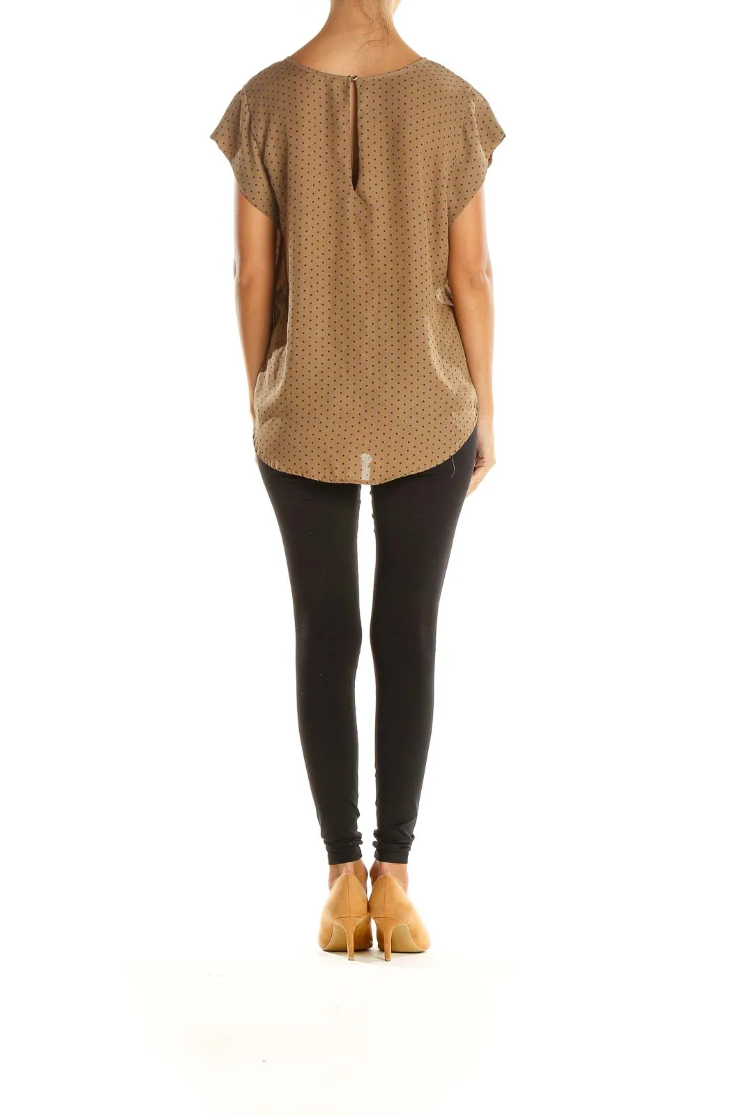 Brown Polka Dot Casual Blouse