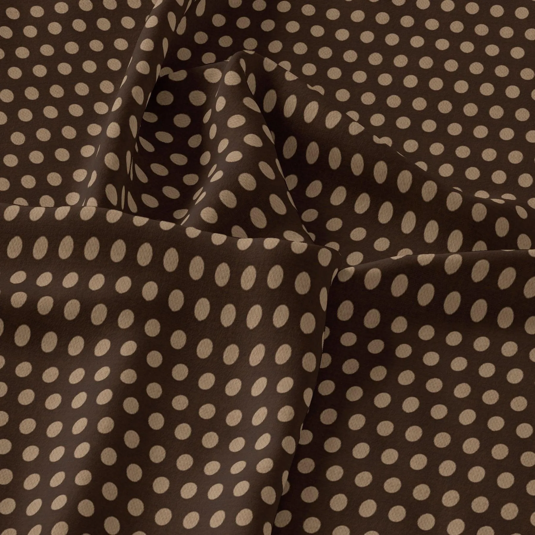 Brown Polka Dot Digital Printed Fabric - Weightless