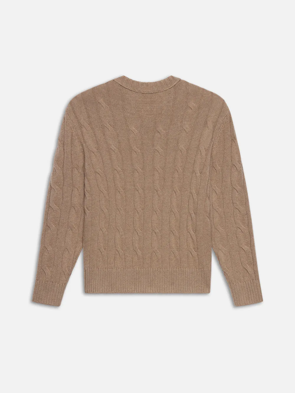 Cashmere Cable Crewneck -- Light Brown