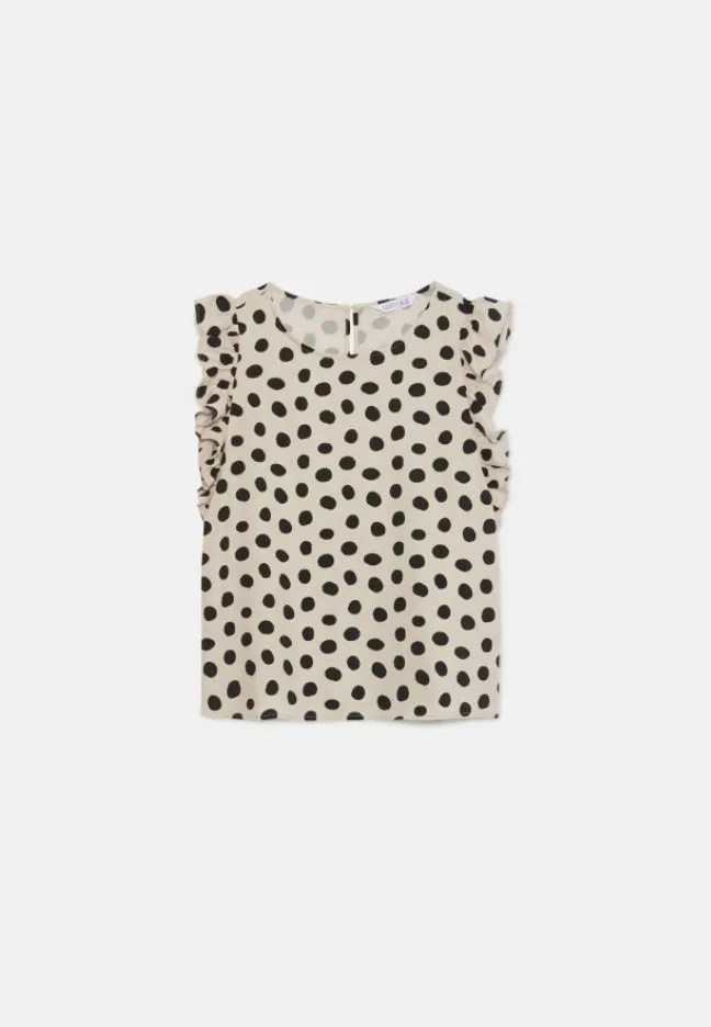 Compania Fantastica Polka Dots Top With Ruffle Sleeves