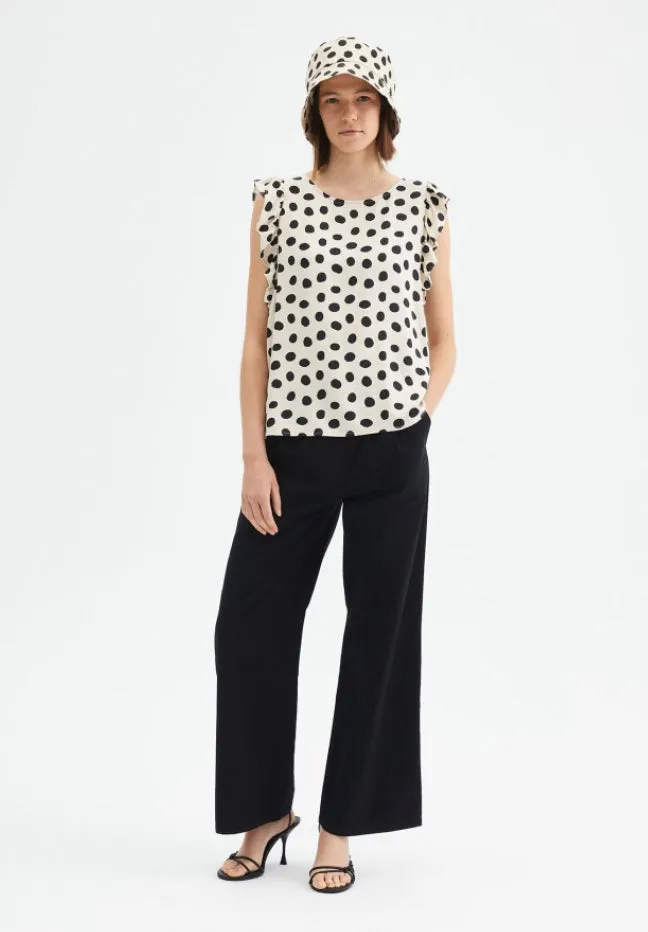 Compania Fantastica Polka Dots Top With Ruffle Sleeves