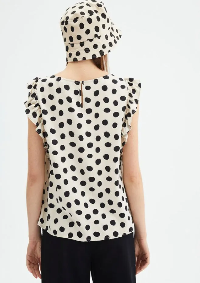 Compania Fantastica Polka Dots Top With Ruffle Sleeves