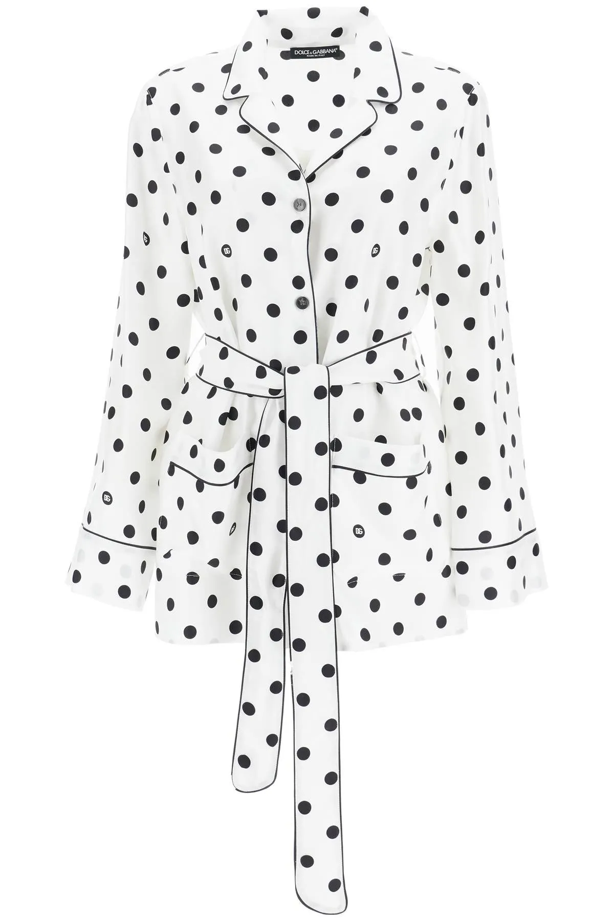 Dolce & Gabbana Silk Polka Dot Pajama Shirt