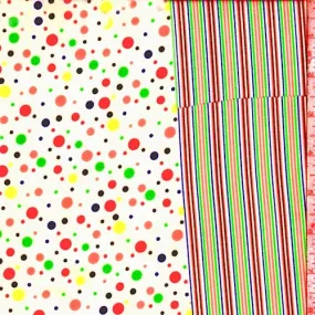 Ecru Multi Polka Dot Rayon Challis Fabric