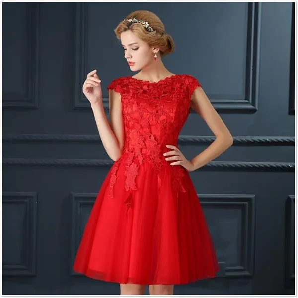 Elegant A-Line Red Evening Gown Prom Dress