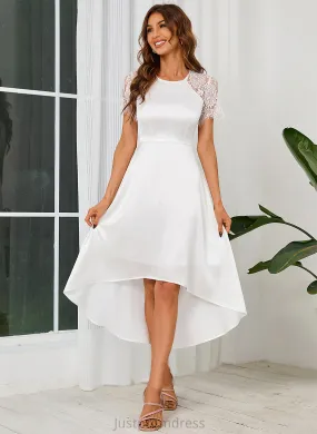 Elegant Cristina Dresses Midi Round Club Dresses Short Neck A-line Satin Sleeves