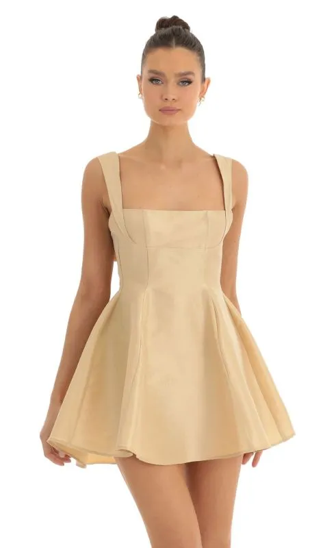 Elegant Silky Bowknot Back Fit & Flare Mini Dress