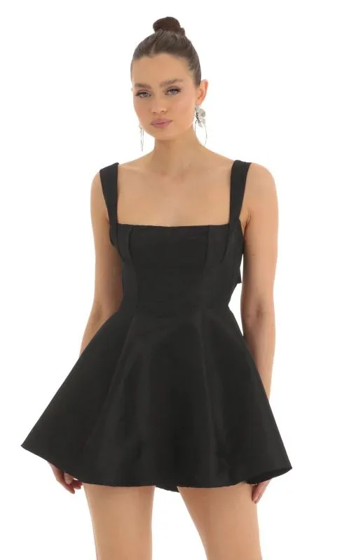 Elegant Silky Bowknot Back Fit & Flare Mini Dress