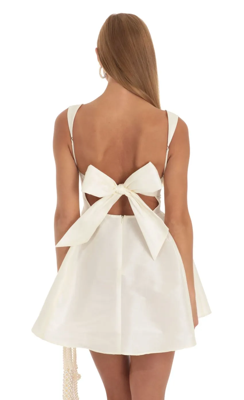 Elegant Silky Bowknot Back Fit & Flare Mini Dress