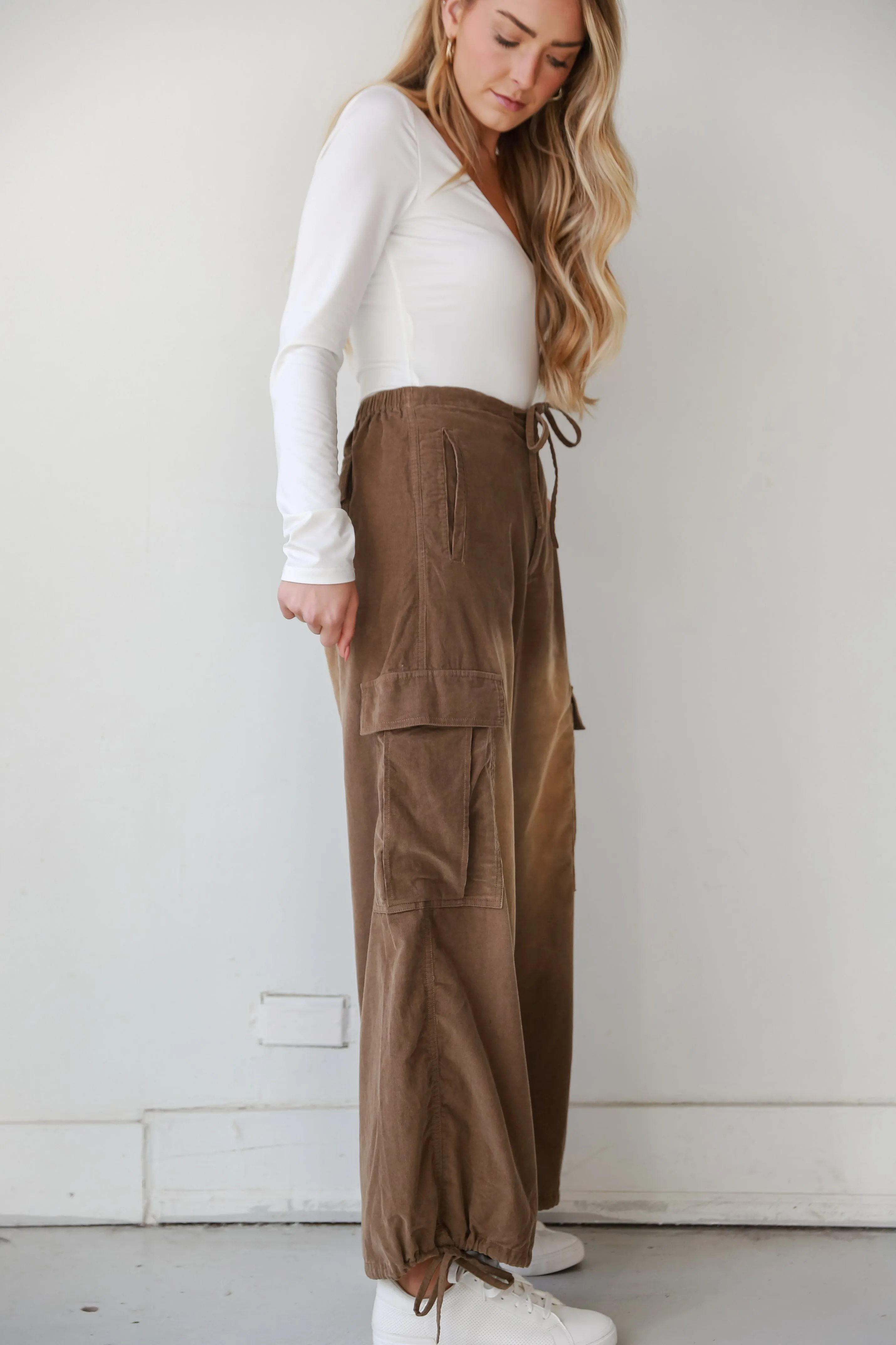 FINAL SALE - Contemporary Aura Brown Corduroy Cargo Pants