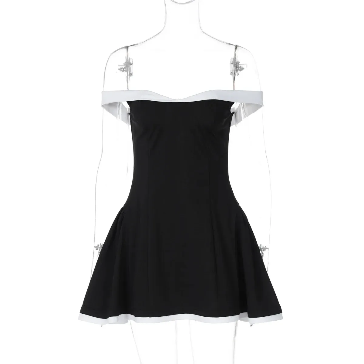 Fit & Flare Mini Dress with Contrast Piping