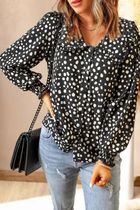 Get the Perfect Polka Dot Puff Sleeve Ruffle Blouse - Free Shipping!