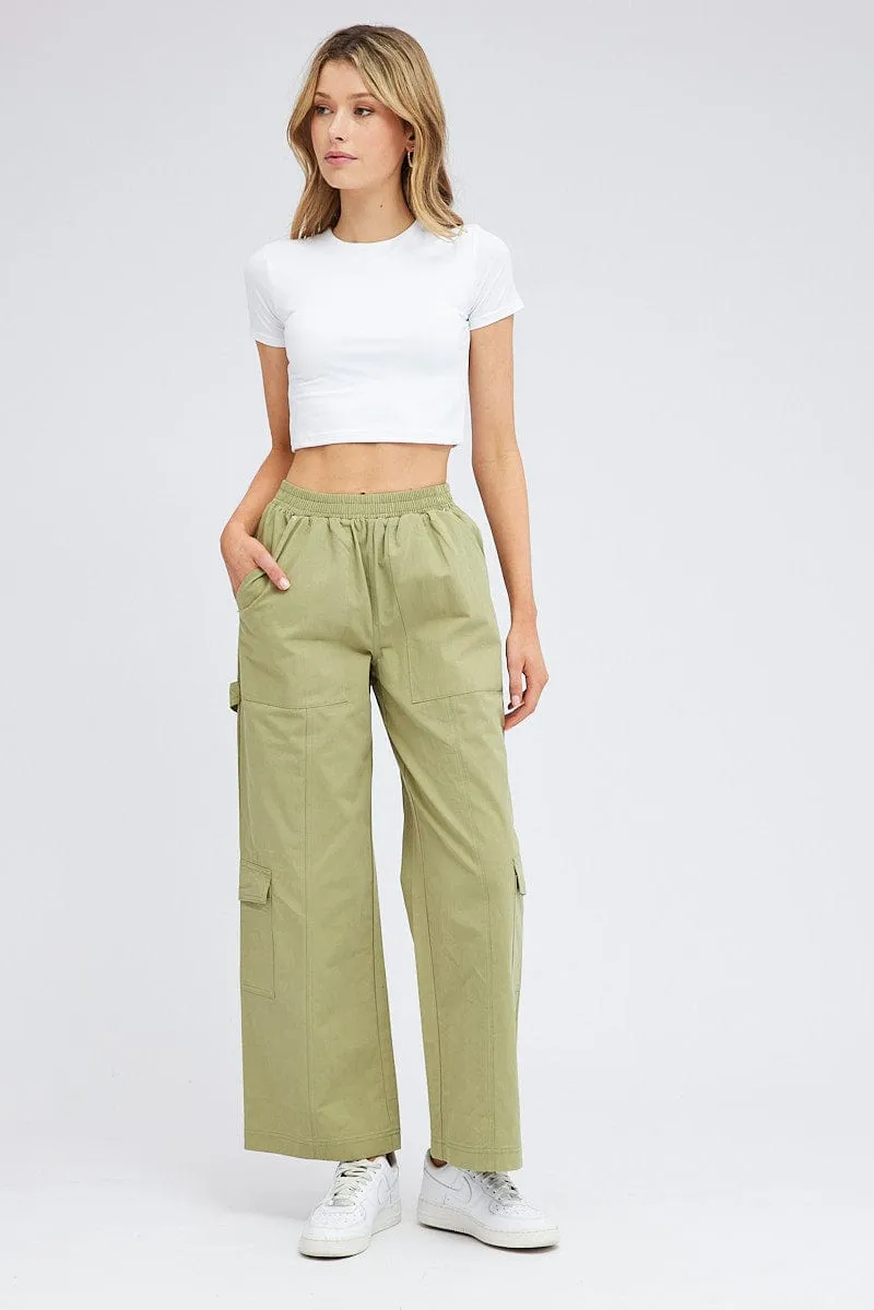 Green Cargo Pants Wide Leg