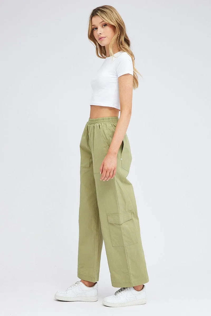 Green Cargo Pants Wide Leg