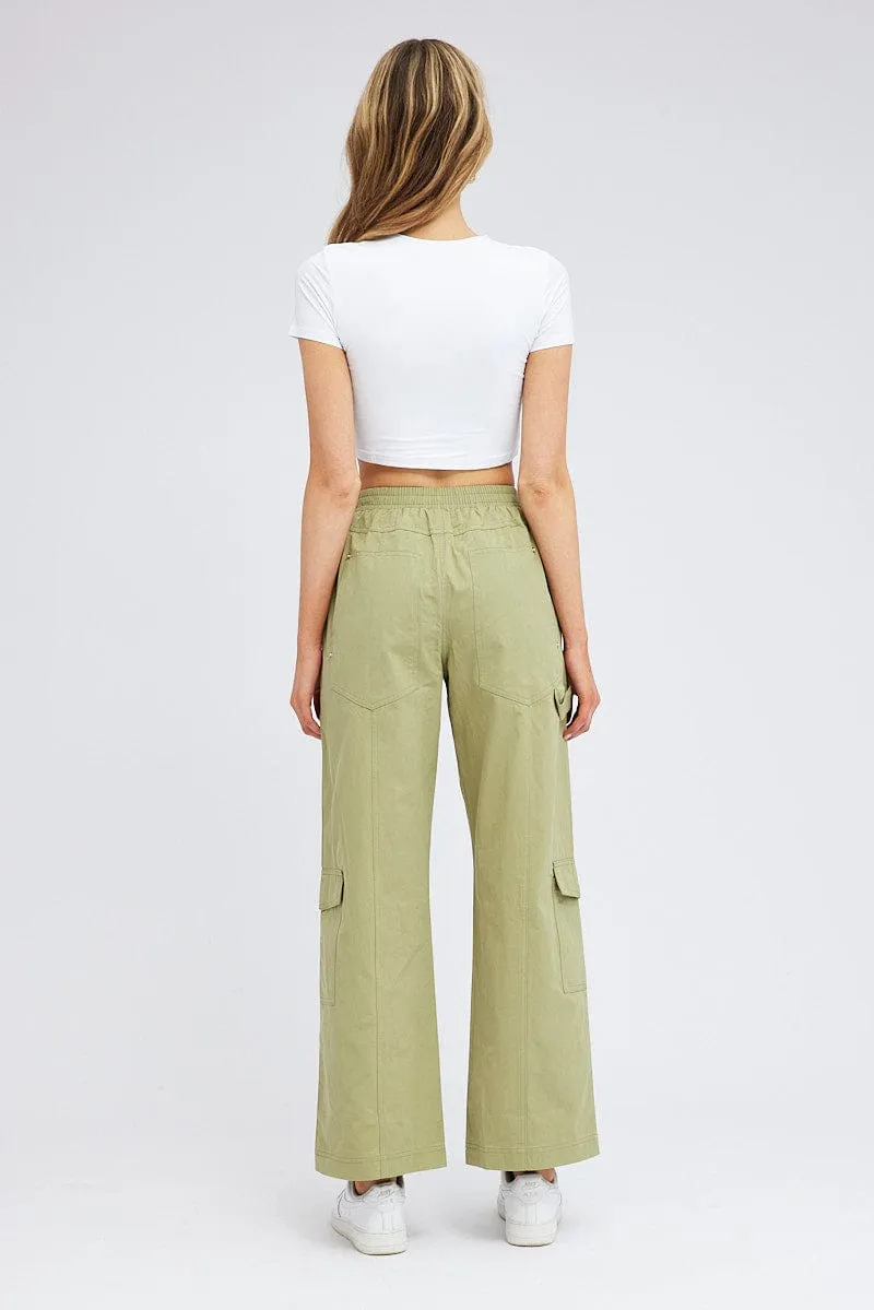 Green Cargo Pants Wide Leg