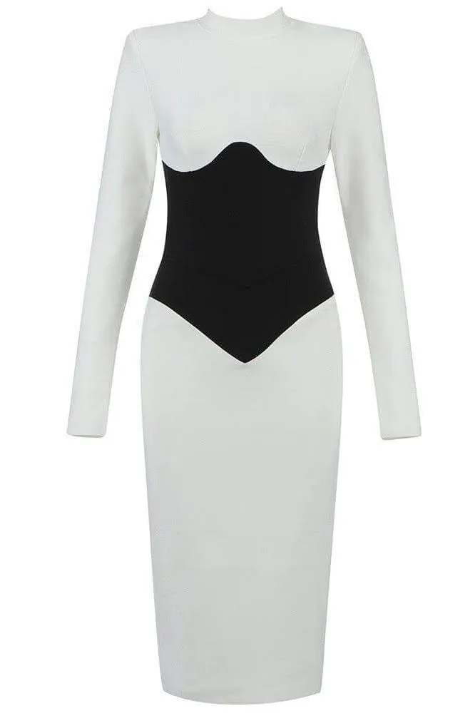 High-neck bandage slim fit hip dress