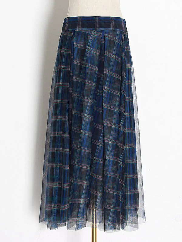High-Waisted Plaid Irregularity Loose Skirts Bottoms