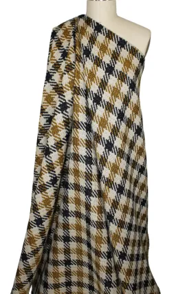 Houndstooth Linen/Silk Blend Tweed - Gold/Black/Natural