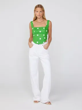 Ines Green Polka Dot Top