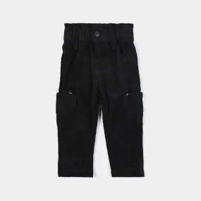 Infant Girls Corduroy Cotton Hearts Pocket-BLACK