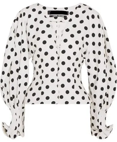 'La Chemise Boutons' White & Black Polka Dot Shirt