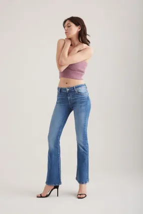 Laura - Mid Waist Flare Jeans - Medium Blue