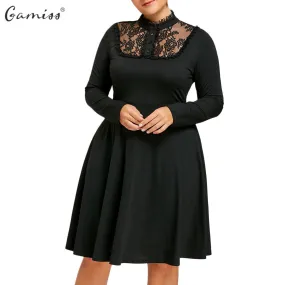 Long Sleeves Button Vintage Trim Fit And Flare Party Dress