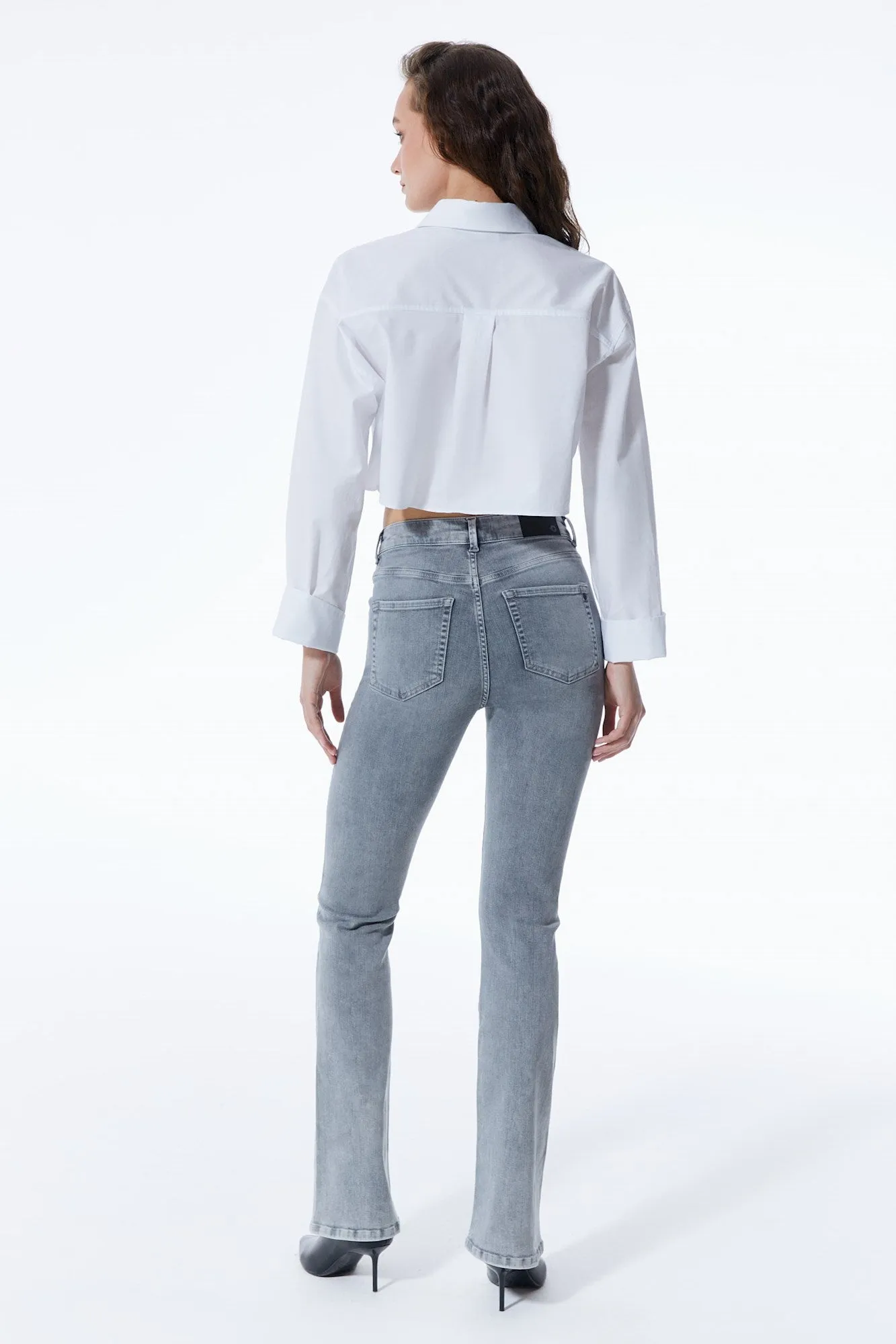 Matilda - High Waist Flare Jeans - Grey Vintage