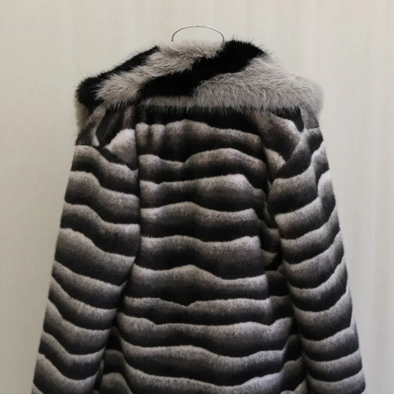 Men's Mid-length Thick Faux Fur Coat Plus Sizes Fur Collar Designer Men's Clothing