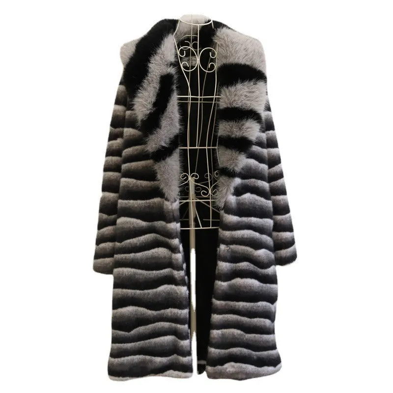 Men's Mid-length Thick Faux Fur Coat Plus Sizes Fur Collar Designer Men's Clothing