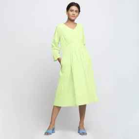 Mint Green Tie-Dye Cotton Fit and Flare Midi Dress