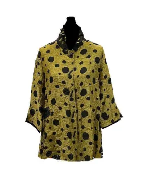 Moonlight Polka-Dot Print Button Front Blouse/Jacket in Kiwi - 3920-KW