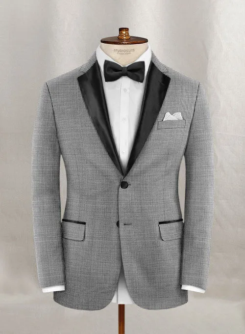 Napolean Mini Houndstooth White Wool Tuxedo Jacket