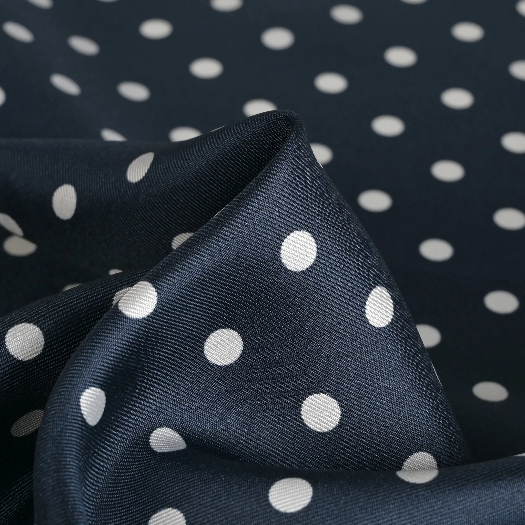 Navy Polka-Dot Satin Fabric 8692