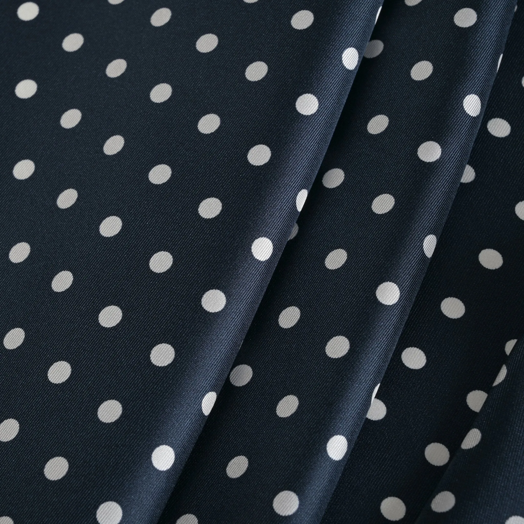 Navy Polka-Dot Satin Fabric 8692