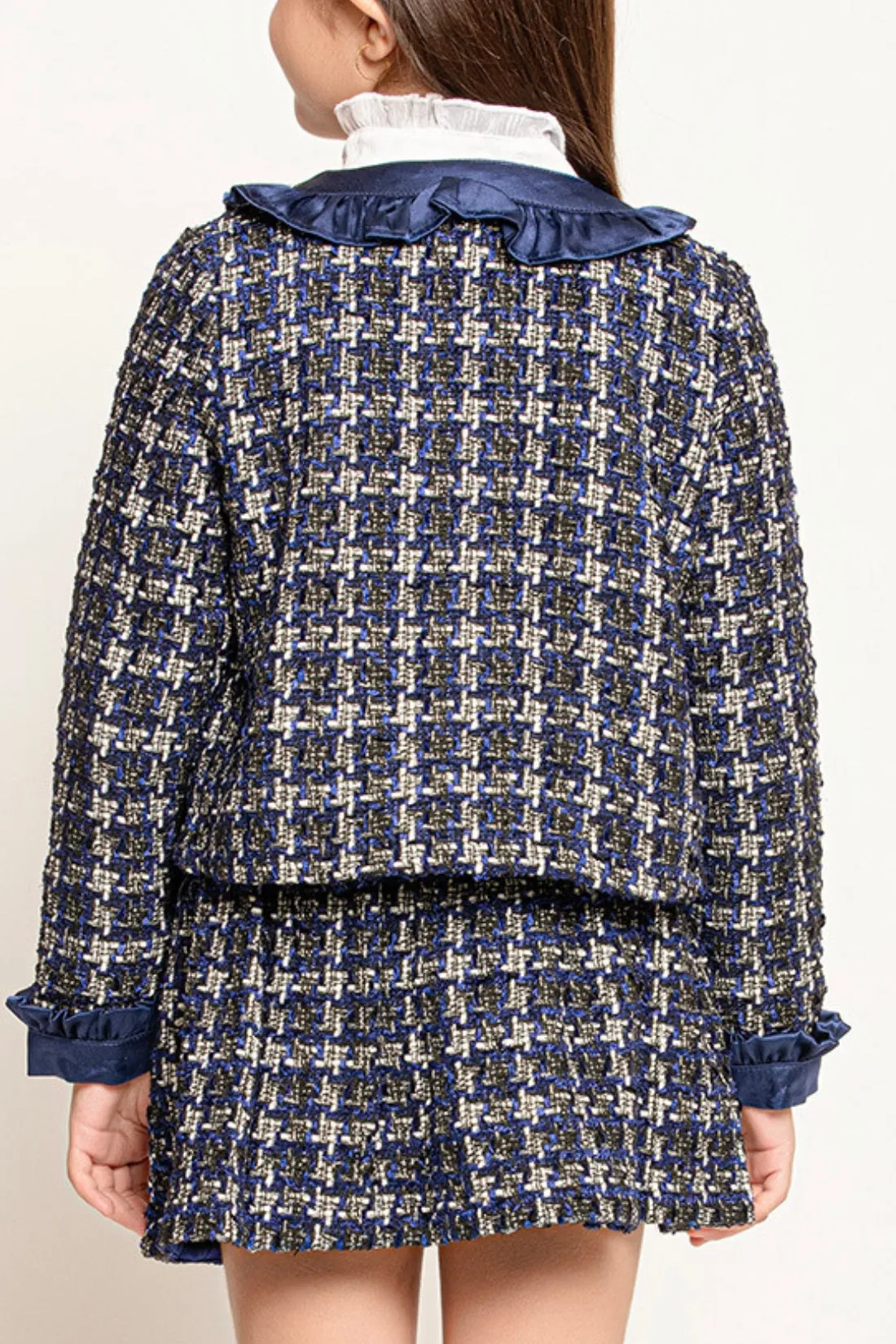 One Friday Houndstooth Elegance Navy Jacket