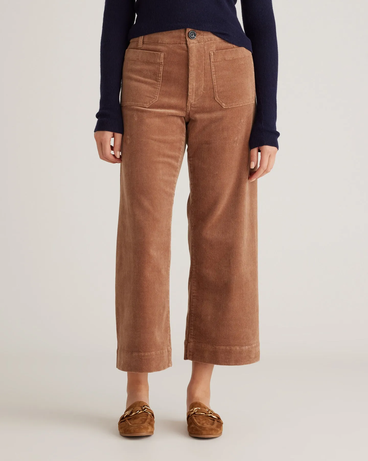 Organic Stretch Corduroy Cropped Wide Leg Pants