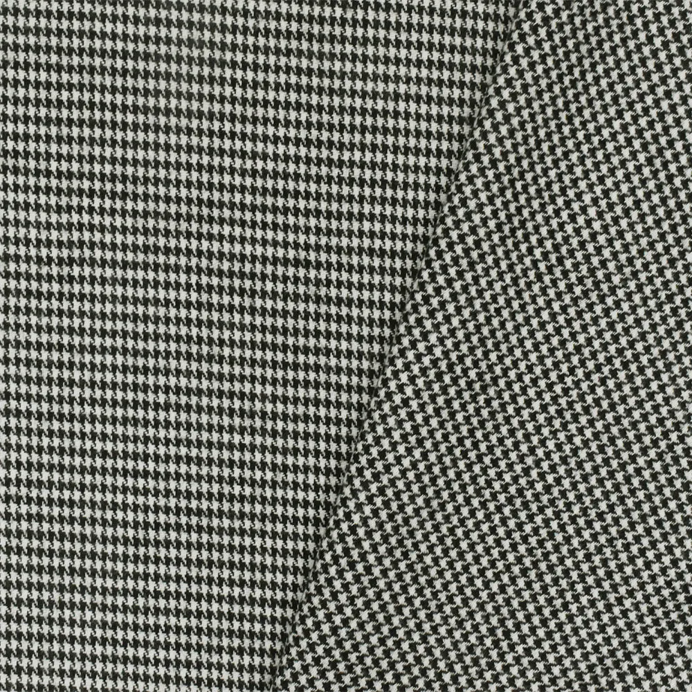 Paper White-Black Mini Houndstooth Poly Twill Woven Fabric