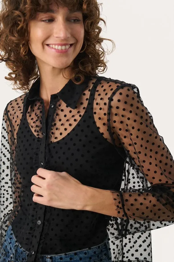 Part Two MarikkePW Polka Dot Shirt in Black