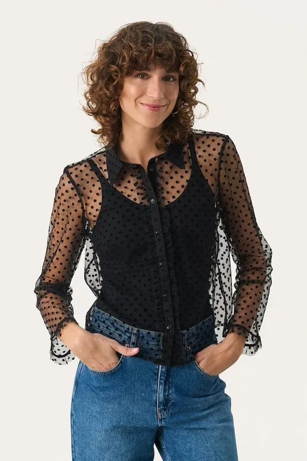 Part Two MarikkePW Polka Dot Shirt in Black